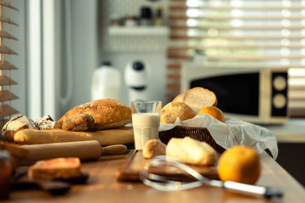 Artisan breads in a home kitchen